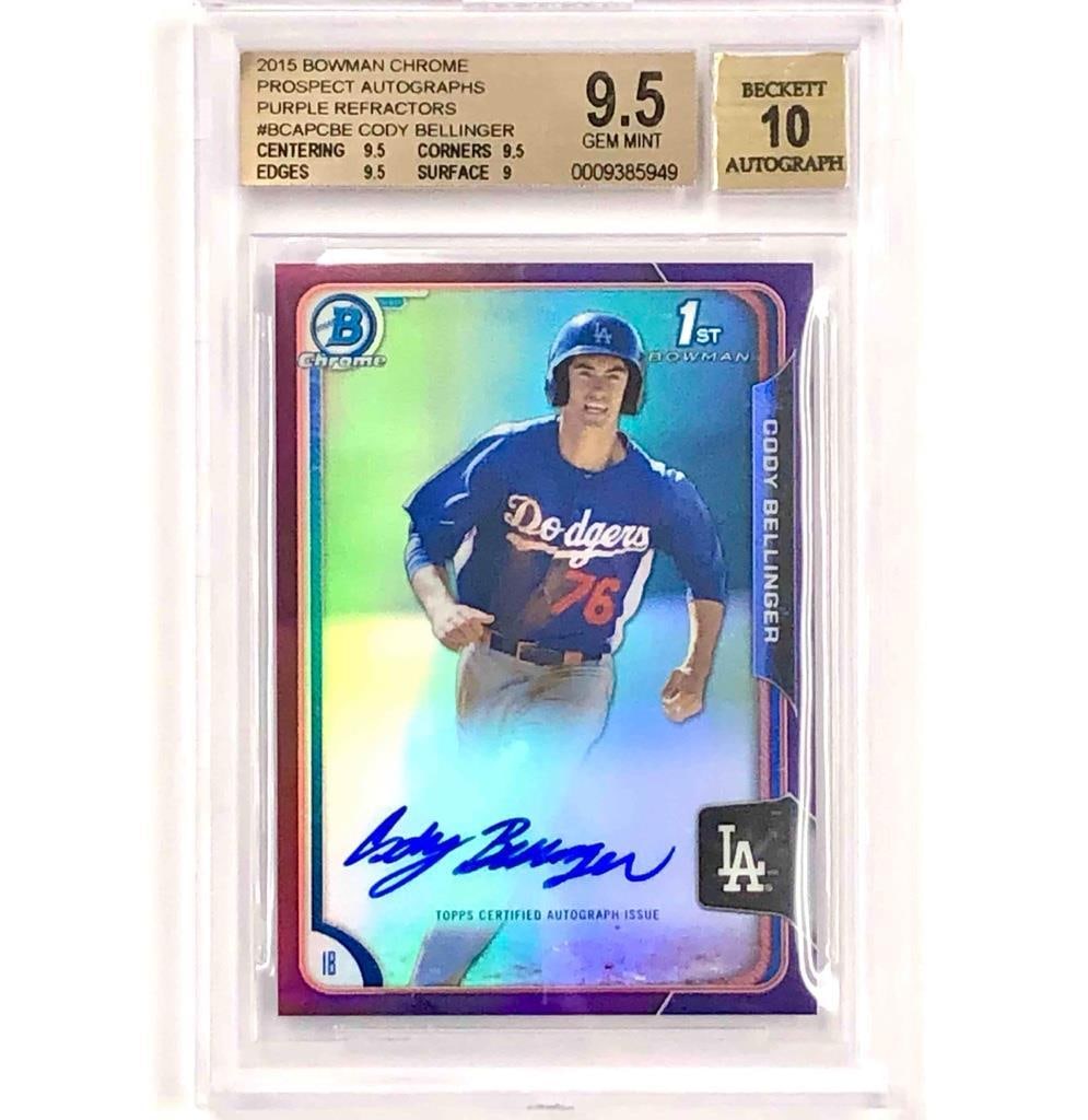 2015 Bowman Chrome Cody Bellinger RC Green Refractor/250 BGS 9.5 Auto 10 (1 of 2)