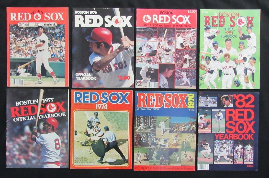 Signed Lot of 23 Boston Red Sox Yearbooks 1974-2002 MLB (1 of 3)