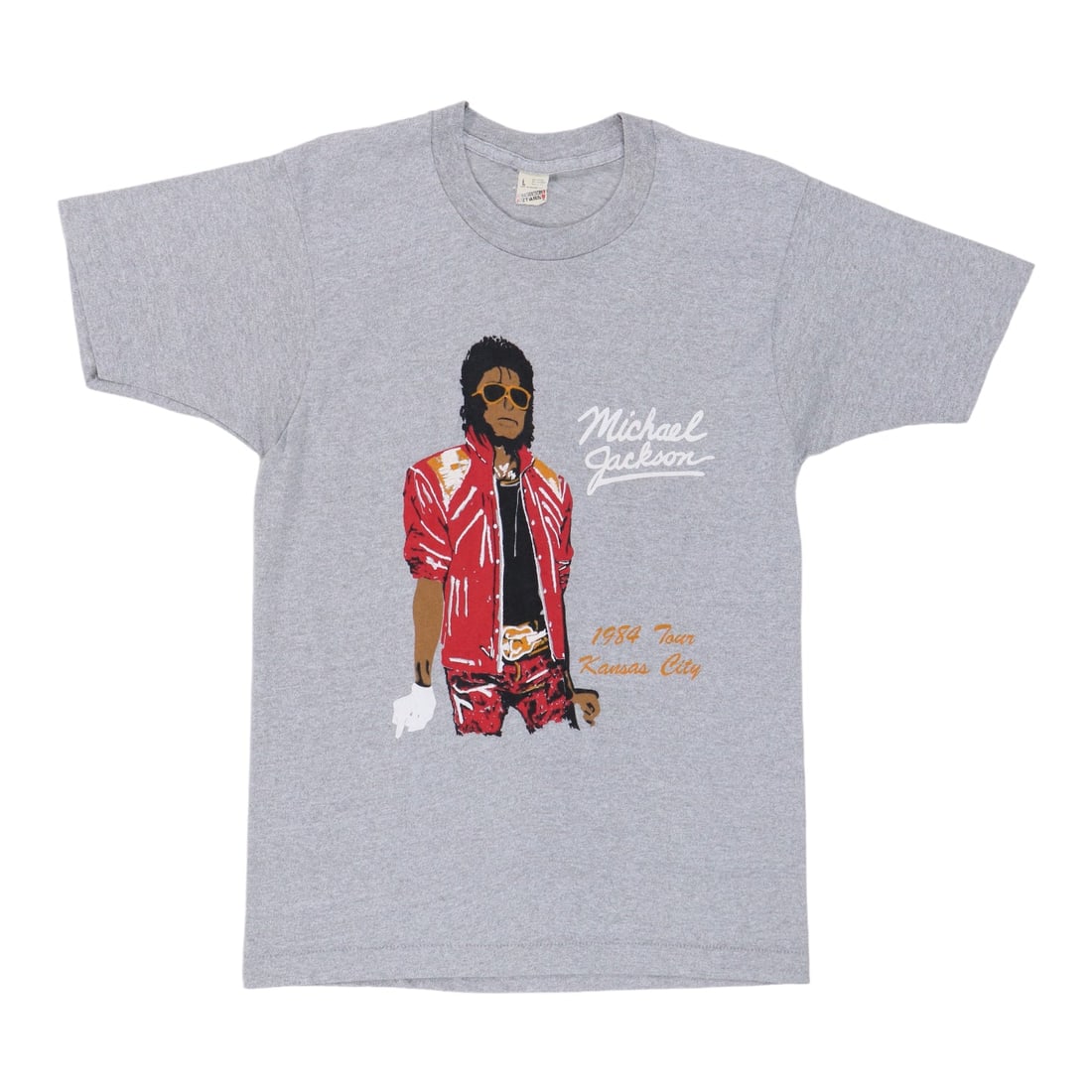 Vintage 1984 Michael Jackson Kansas City Concert Gray 50 50 Tour T Shirt: Vintage 1984 Michael Jackson Kansas City Concert Gray 50 50 Tour T Shirt This is an original vintage 1984 Michael Jackson Kansas City Tour Shirt. The shirt features no back graphics and is made from a