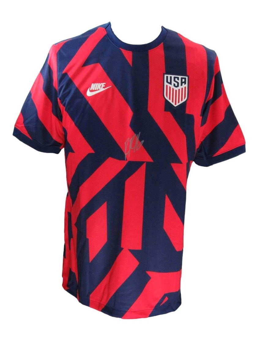 Ricardo Pepi Signed Team USA Soccer Jersey Beckett Authenticated: Ricardo Pepi Signed Team USA Soccer Jersey Beckett Authenticated This is a Ricardo Pepi Autographed Soccer Jersey representing Team USA, available in Size L. The jersey is authenticated by Beckett Aut