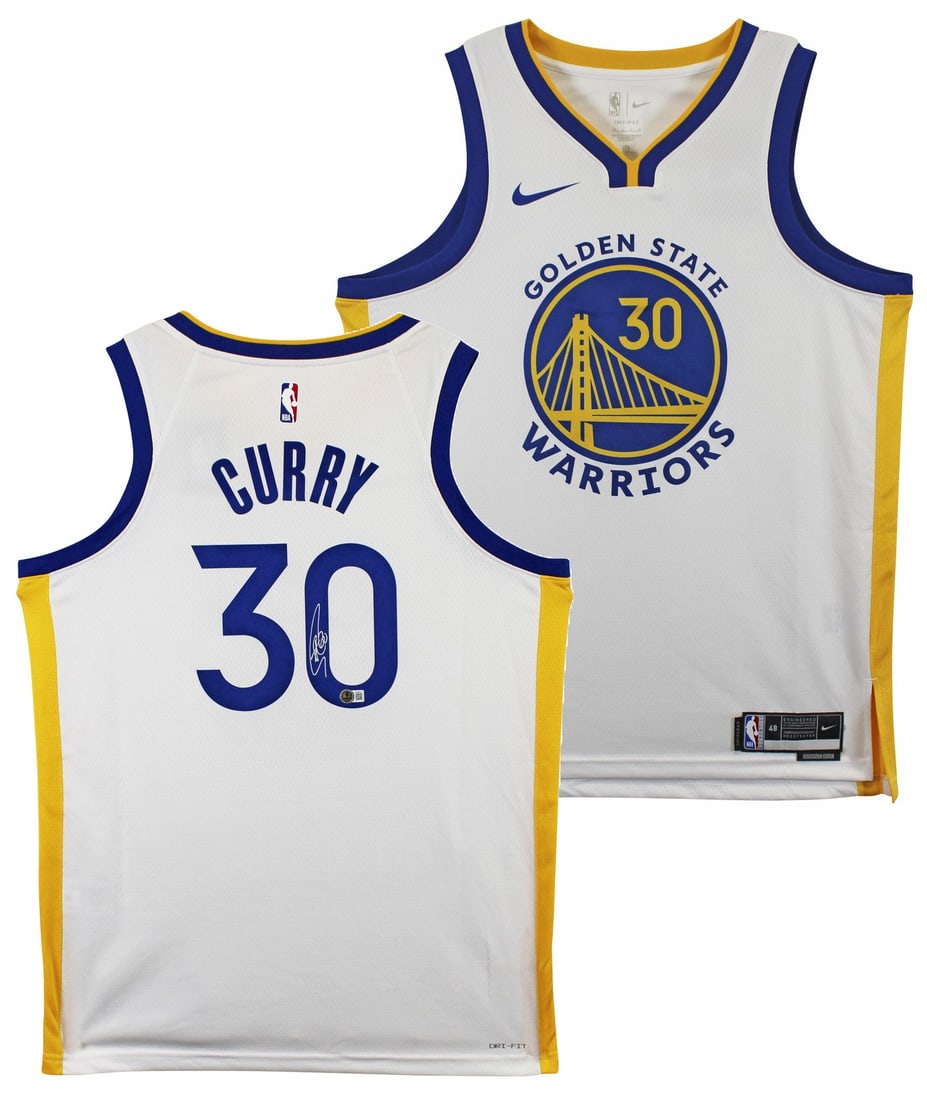 Stephen Curry Signed White Nike Swingman Jersey Beckett Authenticated: Stephen Curry Signed White Nike Swingman Jersey Beckett Authenticated This original autographed White Nike Association Edition Swingman Jersey is personally signed by Stephen Curry, the star player of