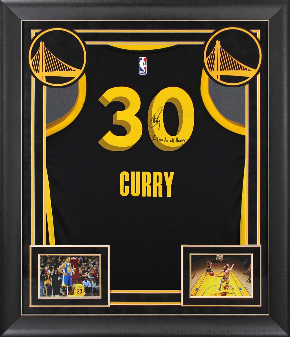 Stephen Curry Signed Black Nike City Edition Framed Jersey BAS (1 of 2)