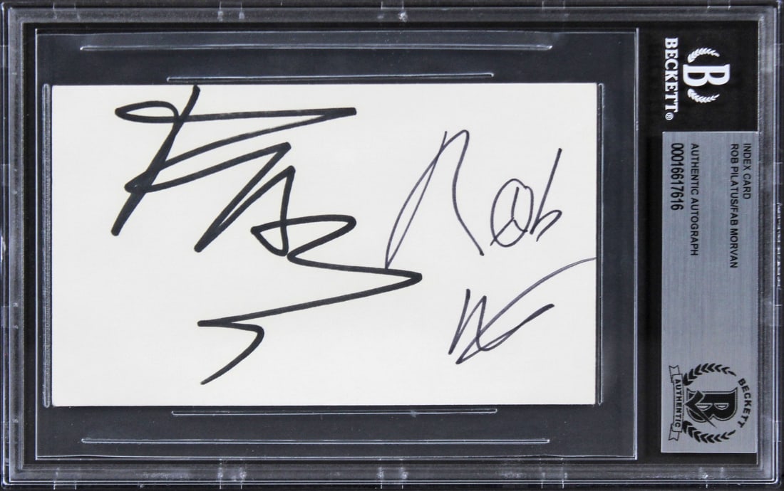 Milli Vanilli Signed 3x5 Index Card by Pilatus & Morvan Beckett Authenticated (1 of 2)