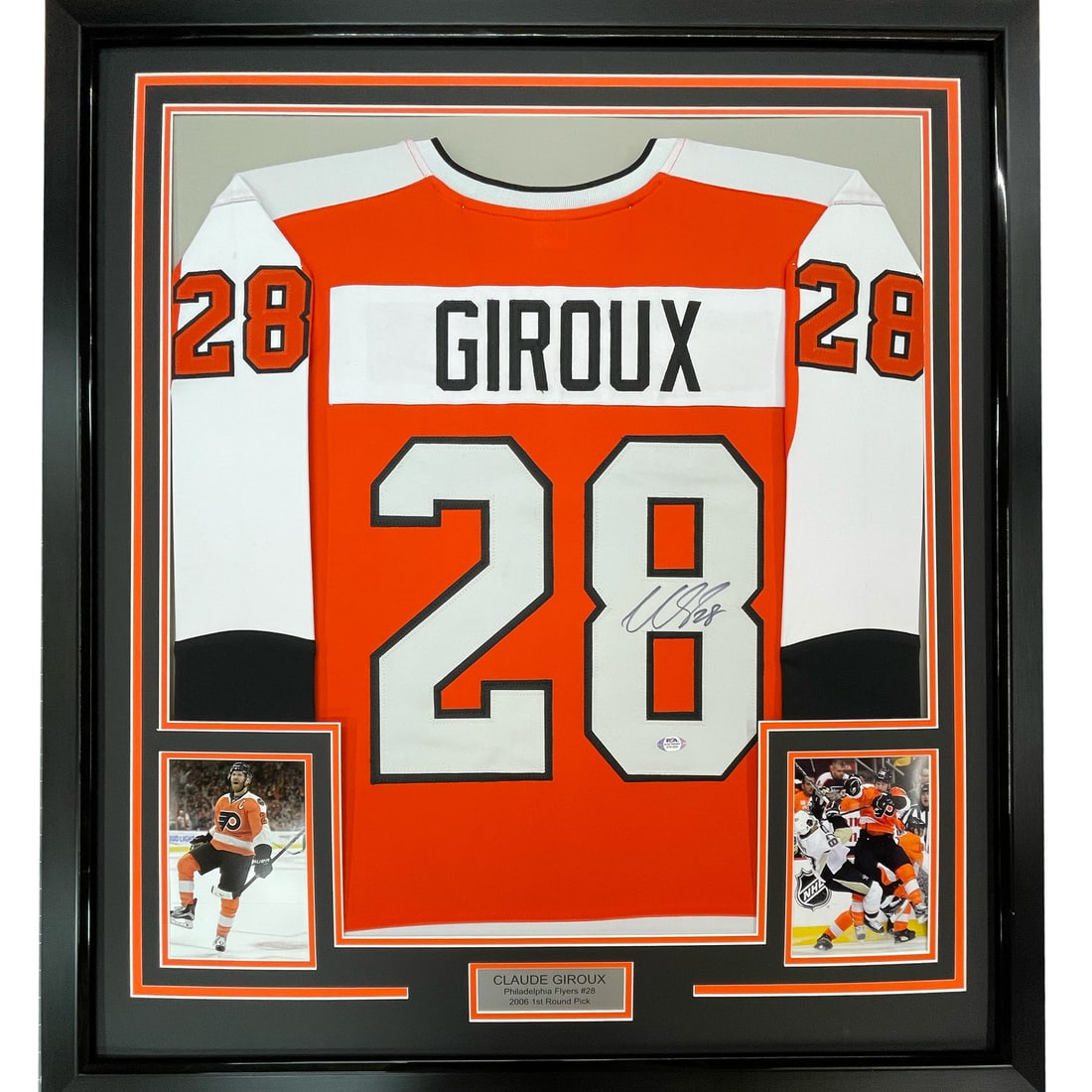 Framed Autographed Claude Giroux Philadelphia Flyers Jersey JSA COA 33x42: Framed Autographed Claude Giroux Philadelphia Flyers Jersey JSA COA 33x42 This impressive framed display features an autographed Claude Giroux Philadelphia Flyers jersey, making it a must-have for any