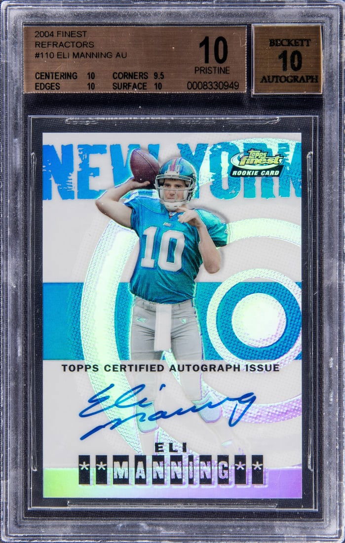 2004 Topps Finest Refractor Eli Manning Autographed Rookie Card BGS 10 Pop 4 (1 of 2)