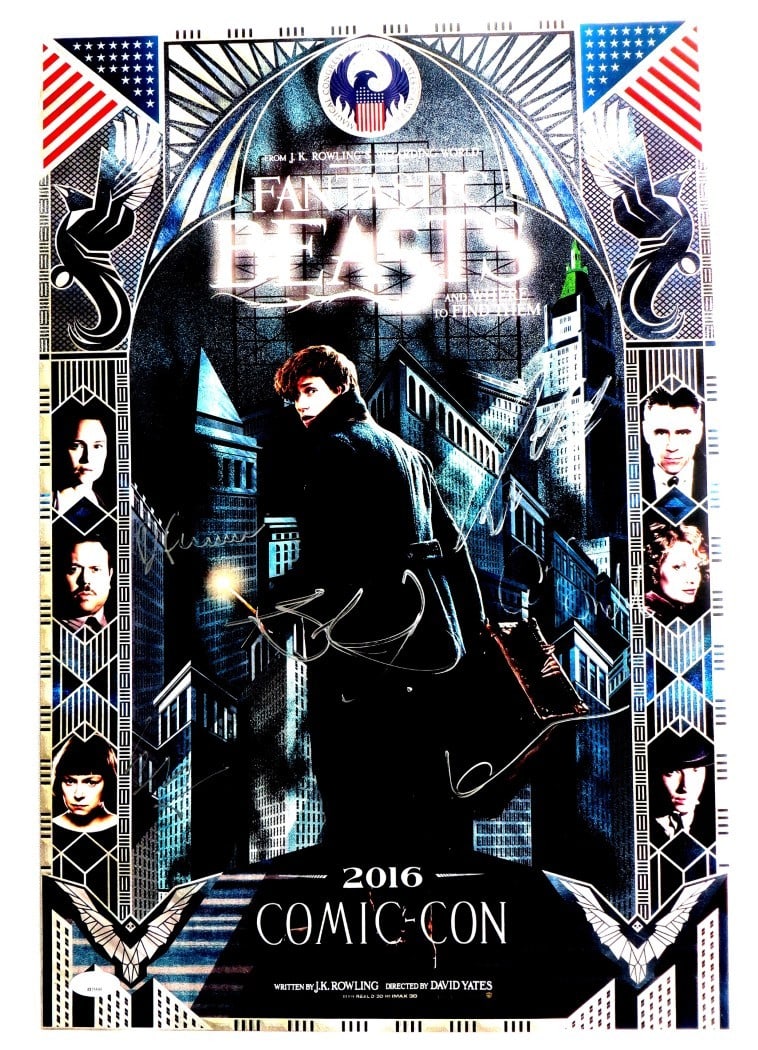 Fantastic Beasts 13x20 Multi Signed Poster Redmayne Miller Farrell JSA Authenticated: Fantastic Beasts 13x20 Multi Signed Poster Redmayne Miller Farrell JSA Authenticated This original 13x20 poster from the 'Fantastic Beasts' franchise features multiple autographs from the cast, includ