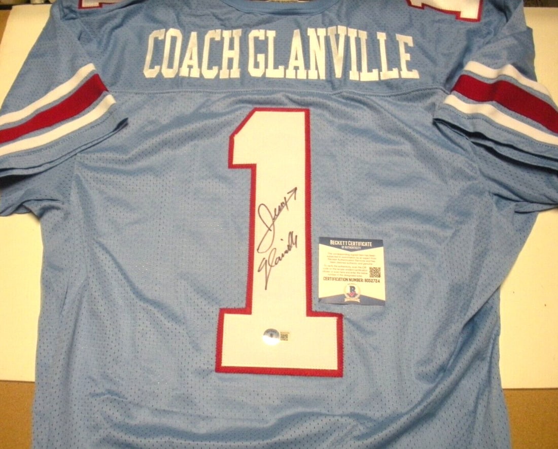 Signed Rawlings Houston Oilers Jersey Jerry Glanville With Beckett COA: Signed Rawlings Houston Oilers Jersey Jerry Glanville With Beckett COA This is an official licensed Rawlings Houston Oilers football jersey, signed by Jerry Glanville. The jersey comes with Beckett Ce