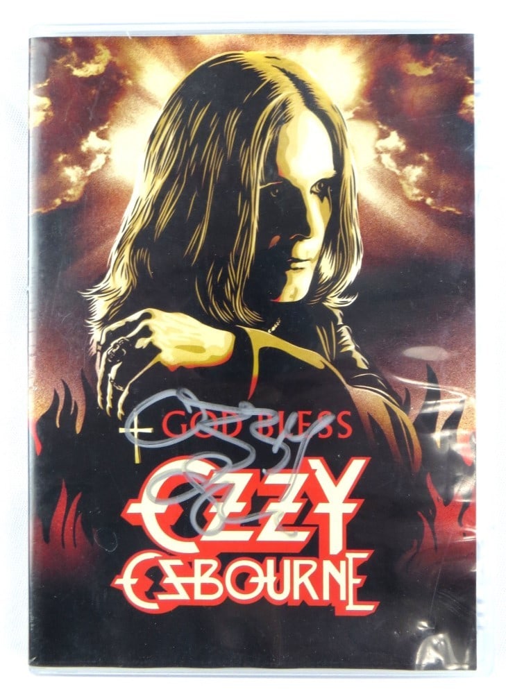 Ozzy Osbourne Signed DVD Cover God Bless JSA Authenticated: Ozzy Osbourne Signed DVD Cover God Bless JSA Authenticated This is an original autographed DVD cover of Ozzy Osbourne's 'God Bless.' It includes the DVD, although it has not been tested. The autograph