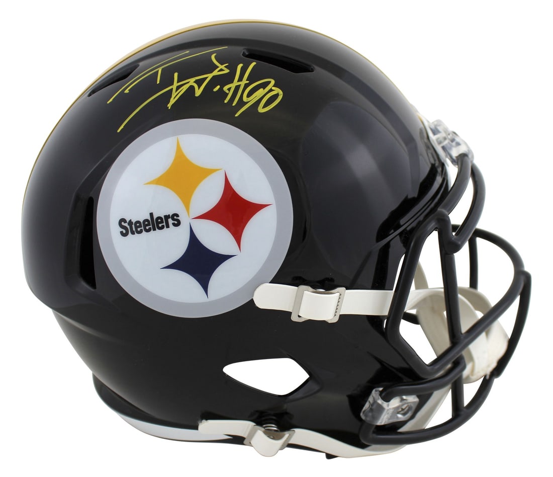 Pittsburgh Steelers T.J. Watt Signed Full Size Speed Replica Helmet JSA Authenticated: Pittsburgh Steelers T.J. Watt Signed Full Size Speed Replica Helmet JSA Authenticated This authentic full-size Speed Rep helmet is personally signed by T.J. Watt of the Pittsburgh Steelers, making it
