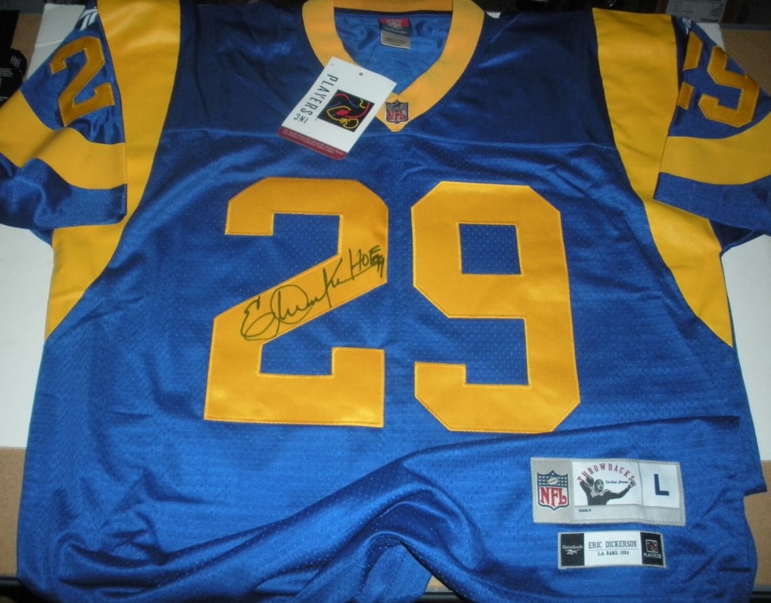 Signed Los Angeles Rams ProLine Jersey With COA Eric Dickerson Autograph: Signed Los Angeles Rams ProLine Jersey With COA Eric Dickerson Autograph This is a pre-owned, officially licensed Proline jersey signed by Eric Dickerson of the Los Angeles Rams. The jersey comes with