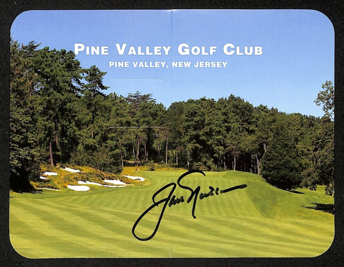 Jack Nicklaus Autographed Pine Valley Golf Score Card PSA/DNA 196665: Jack Nicklaus Autographed Pine Valley Golf Score Card PSA/DNA 196665 This listing features an original Jack Nicklaus signed Pine Valley Golf Club scorecard, an essential collectible for golf enthusias