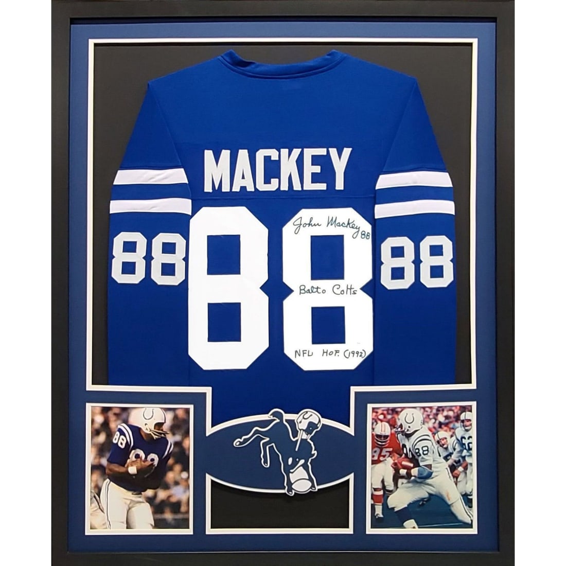 John Mackey Signed Framed Jersey JSA Authenticated Baltimore Colts: John Mackey Signed Framed Jersey JSA Authenticated Baltimore Colts This autographed John Mackey framed jersey is a must-have for any Baltimore Colts fan. The jersey is authenticated by JSA, a leader i