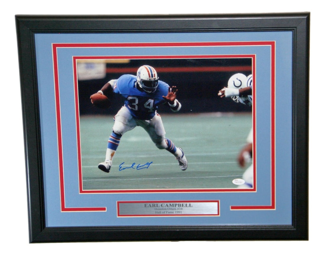 Earl Campbell Autographed 11x14 Framed Photo Houston Oilers JSA (1 of 2)