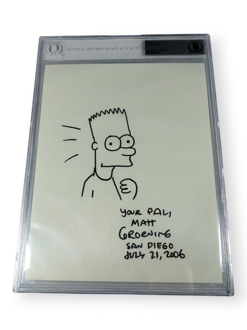 Matt Groening Autographed Simpsons Bart Sketch 2006 Beckett Authenticated (1 of 3)