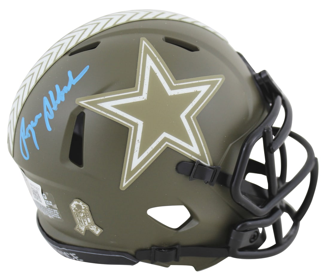 Roger Staubach Signed Dallas Cowboys Salute To Service Mini Helmet BAS Witnessed (1 of 2)