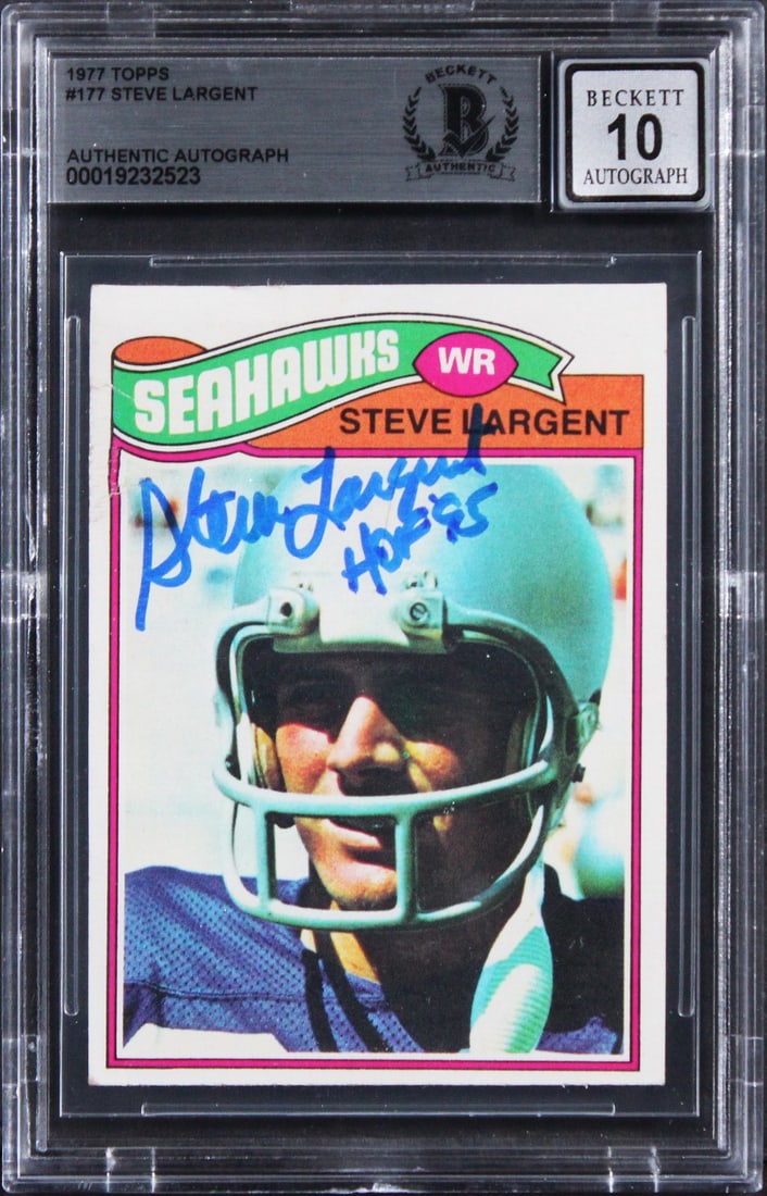 1977 Topps #177 Steve Largent Seattle Signed Card HOF 95 Beckett Auto 10 Slab (1 of 2)