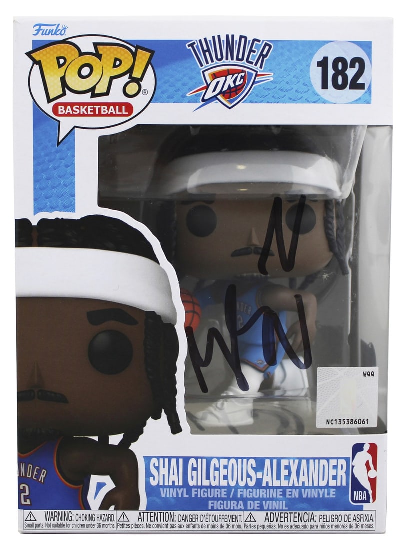 Shai Gilgeous-Alexander Autographed Oklahoma City Thunder Funko Pop 182 BAS Authenticated: Shai Gilgeous-Alexander Autographed Oklahoma City Thunder Funko Pop 182 BAS Authenticated This #182 Funko Pop Vinyl Figure has been personally signed by Shai Gilgeous-Alexander of the Oklahoma City Th