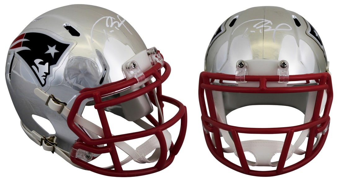 Tom Brady Autographed Patriots Alternate Chrome Mini Helmet Tri Star COA (1 of 4)