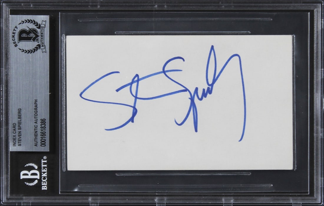 Steven Spielberg Signed 3x5 Index Card Schindler's List Beckett Authenticated: Steven Spielberg Signed 3x5 Index Card Schindler's List Beckett Authenticated This authentic 3x5 index card features the signature of acclaimed director Steven Spielberg, renowned for his work on the