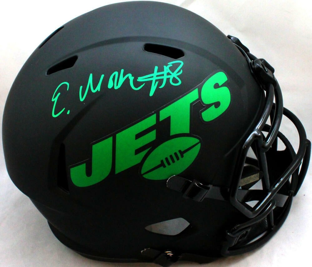 Elijah Moore Signed New York Jets Eclipse Helmet Beckett Authenticated Green (1 of 5)