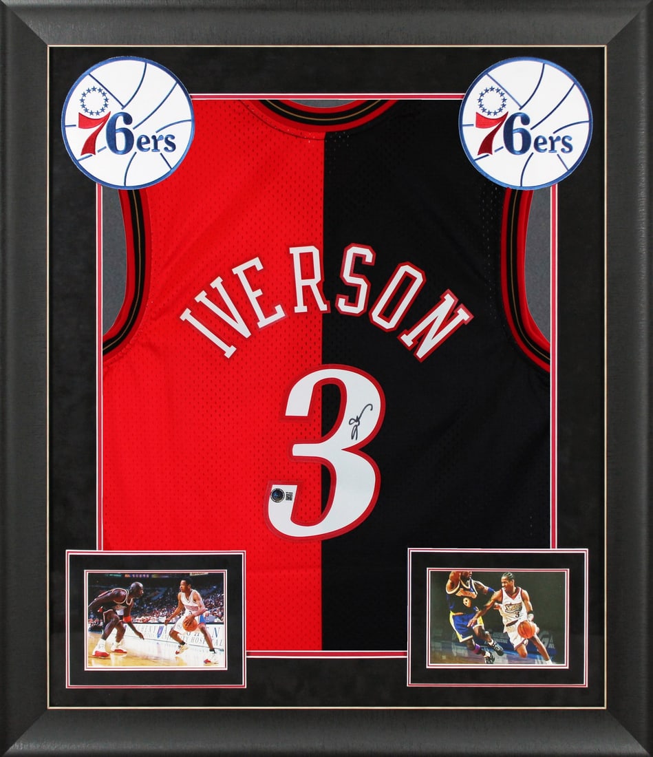 Allen Iverson Signed 2000-01 76ers Swingman Framed Jersey BAS Authenticated (1 of 2)