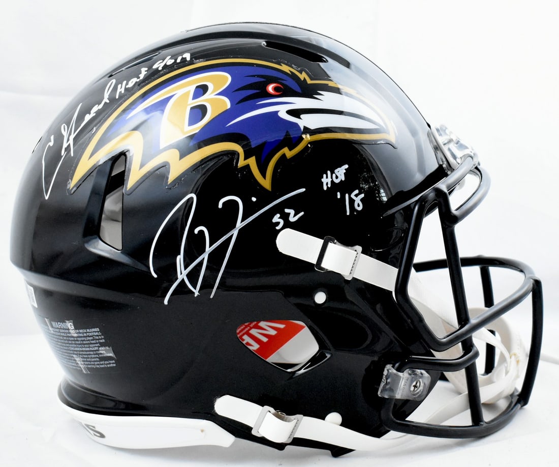 Baltimore Ravens Full Size Speed Helmet Signed by Ray Lewis and Ed Reed Beckett Holo (1 of 6)