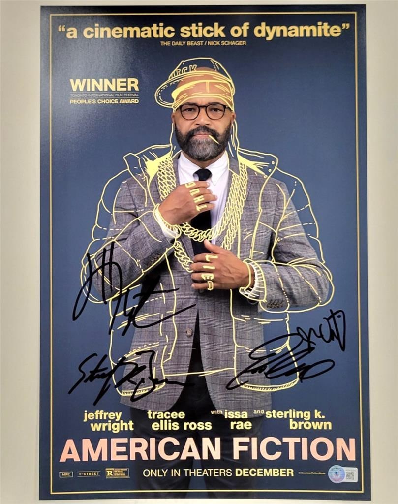 12x18 photograph signed by four American Fiction cast members Beckett authenticated: 12x18 photograph signed by four American Fiction cast members Beckett authenticated This original 12x18 photograph has been signed by four cast members of American Fiction: Jeffrey Wright, Sterling K.