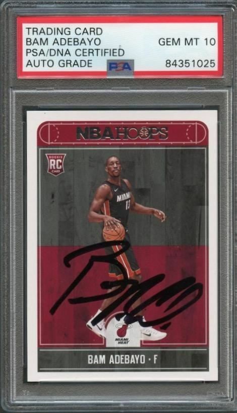 2017-2018 NBA HOOPS #264 Bam Adebayo Signed Rookie Card PSA/DNA Authenticated (1 of 2)