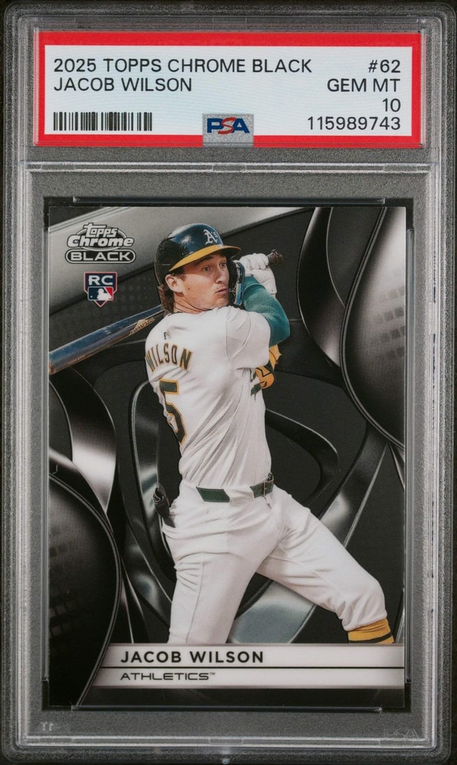 2025 Topps Chrome Black Jacob Wilson Rookie RC PSA 10 Baseball Card (1 of 2)