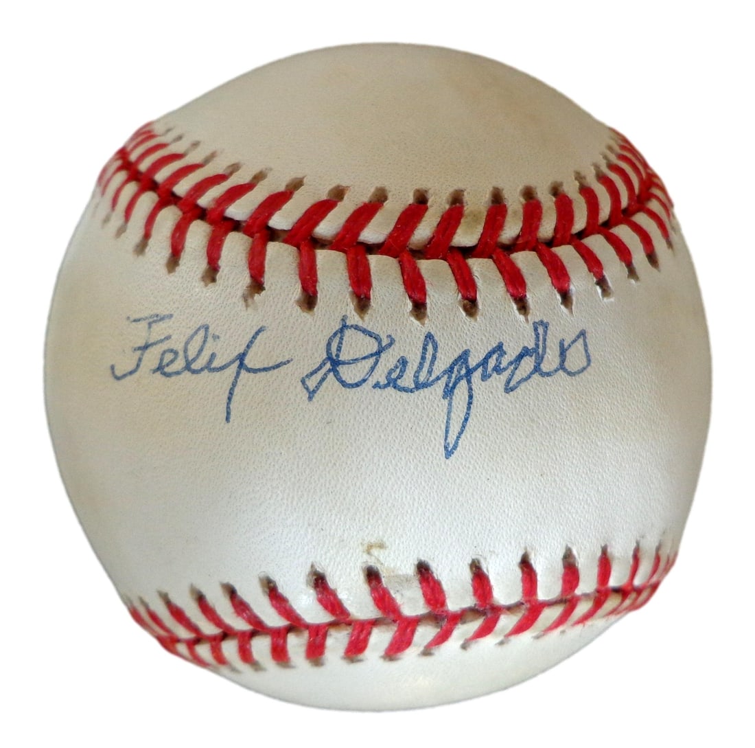 Felix Delgado Signed ONL Baseball New York Cubans JSA Certified: Felix Delgado Signed ONL Baseball New York Cubans JSA Certified This is an original Felix Delgado autographed ONL baseball from the Negro League, specifically representing the New York Cubans. The bal