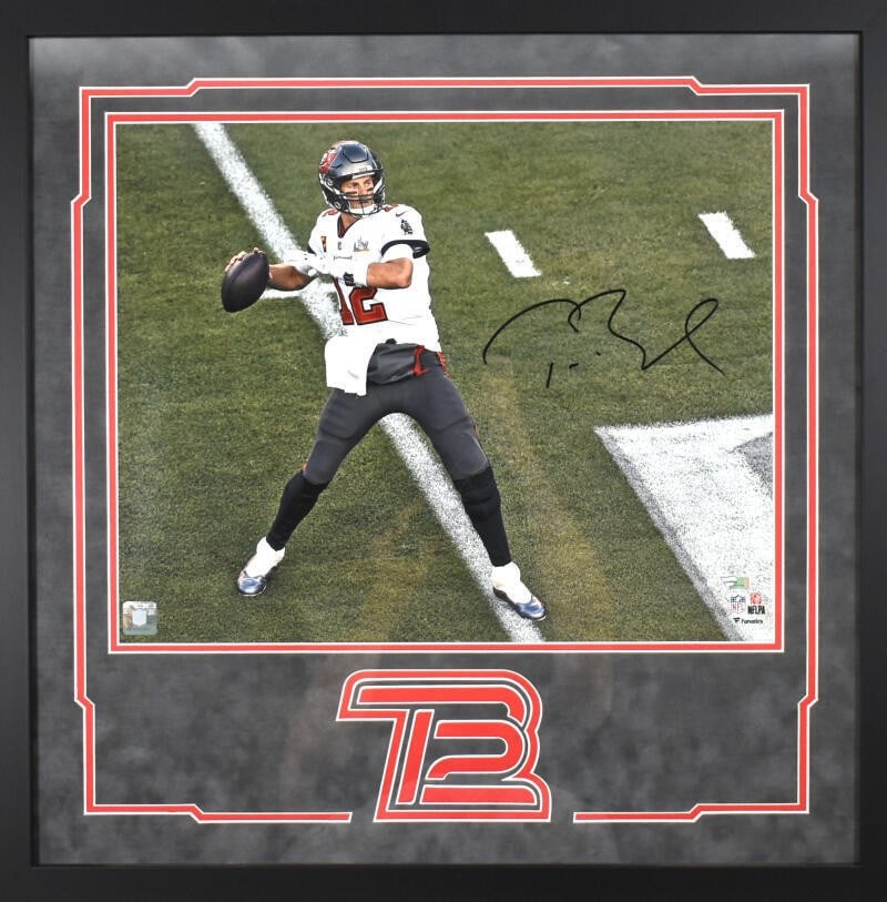 Tom Brady Autographed Tampa Bay Buccaneers 16x20 Framed Photo with Fanatics LOA (1 of 8)