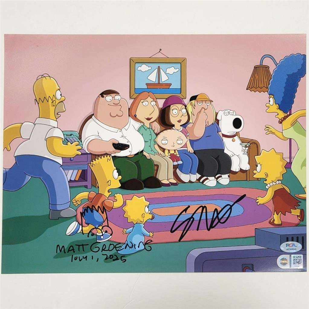 11x14 Photo Signed by Matt Groening and Seth MacFarlane PSA Authenticated (1 of 4)
