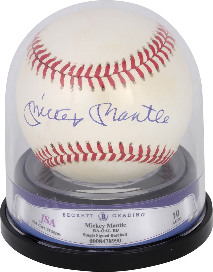 Mickey Mantle Signed Baseball JSA Authenticated Beckett 10 GEM MINT (1 of 5)