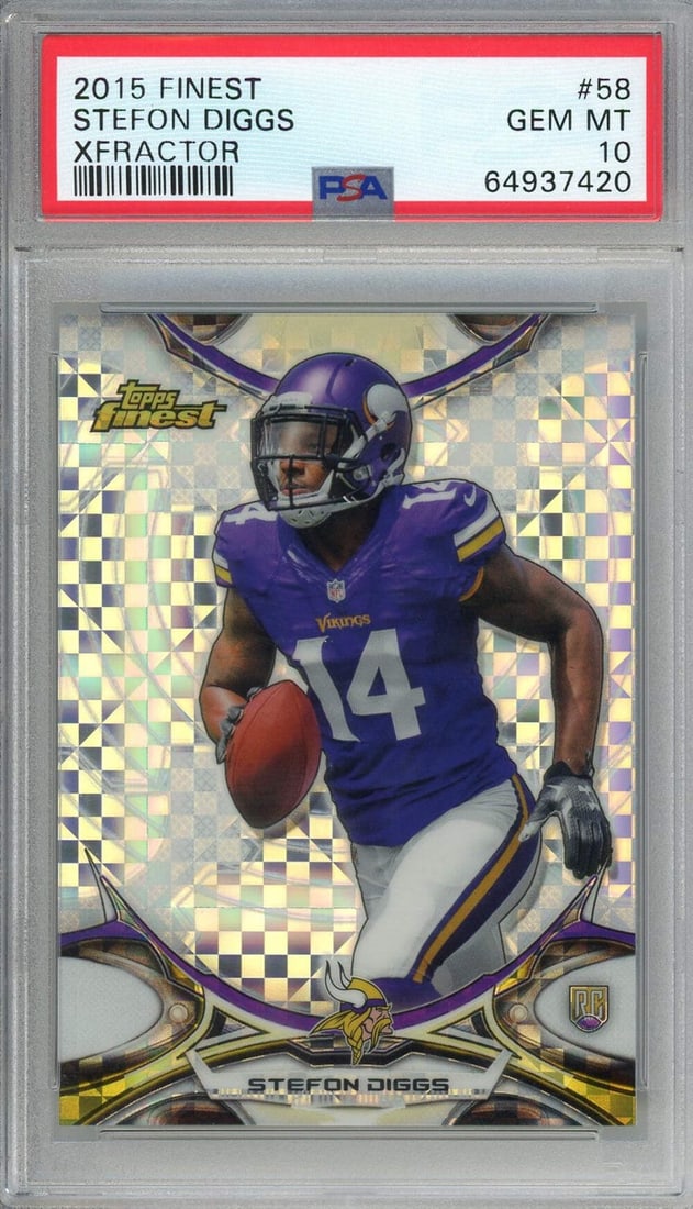 2015 Topps Finest Stefon Diggs Xfractor Rookie Card PSA 10 (1 of 2)