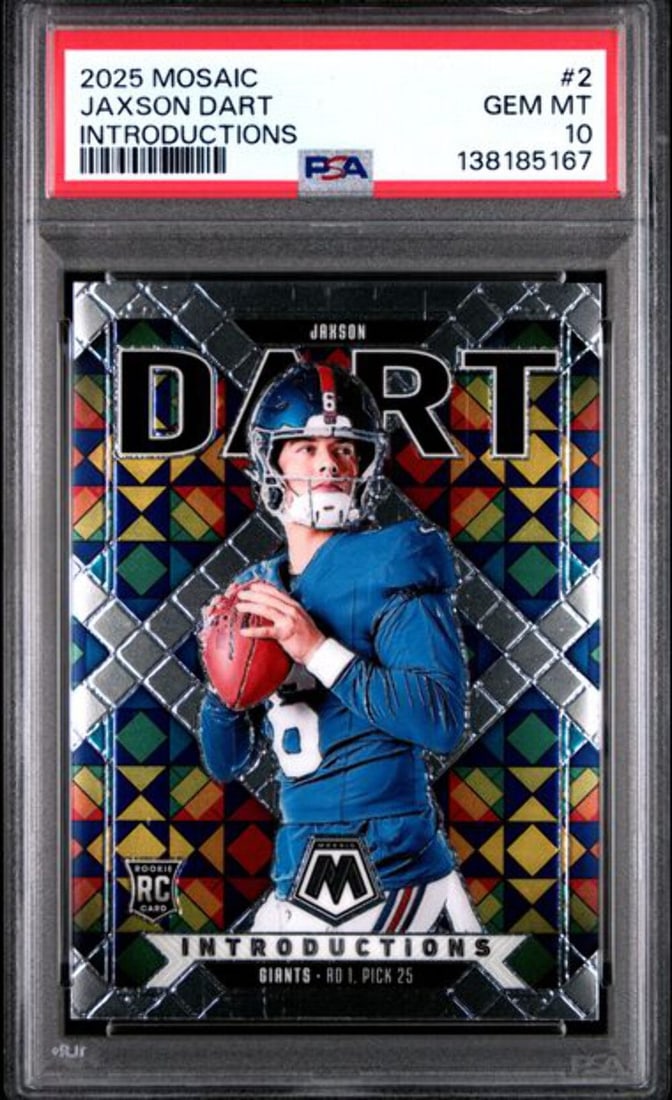 PSA 10 Gem 2025 Mosaic Jaxson Dart #2 NFL Rookie Card (1 of 2)