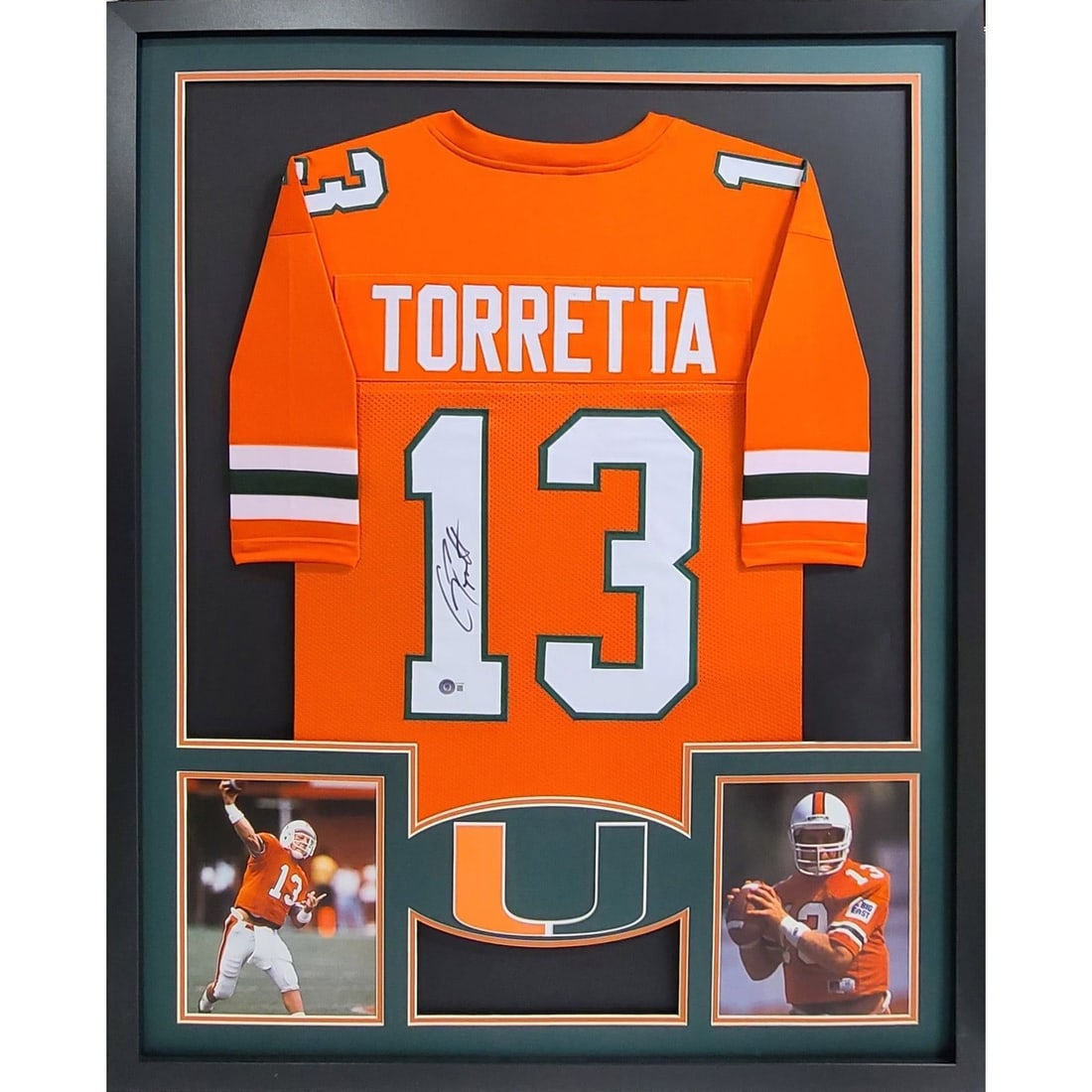 Gino Torretta Autographed Framed Jersey Beckett Miami Heisman Winner (1 of 2)