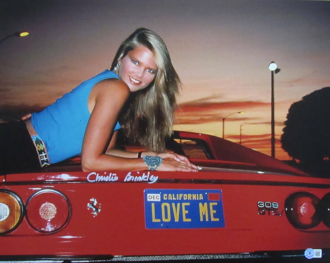 Christie Brinkley 16x20 Autographed Photo Ferrari BAS Beckett Authentic: Christie Brinkley 16x20 Autographed Photo Ferrari BAS Beckett Authentic This listing features an original 16x20 photo autographed by Christie Brinkley, showcasing a memorable moment with a Ferrari dur
