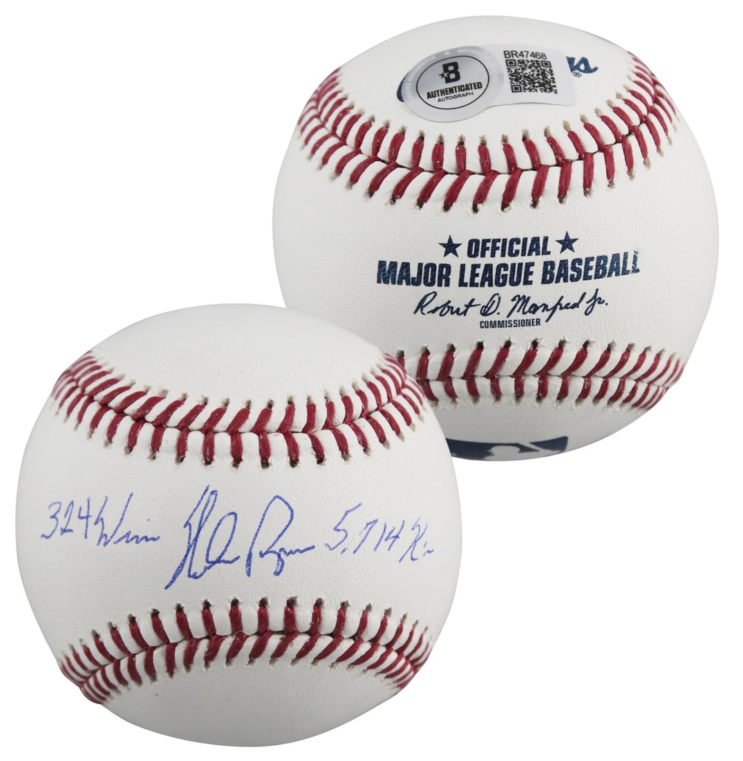 Nolan Ryan Signed Oml Baseball with 5714 K's 324 Wins Beckett Authenticated (1 of 3)