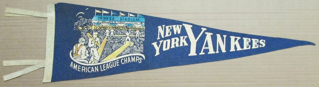 Rare 1930s New York Yankees 8x26 Felt Pennant MLB (1 of 2)