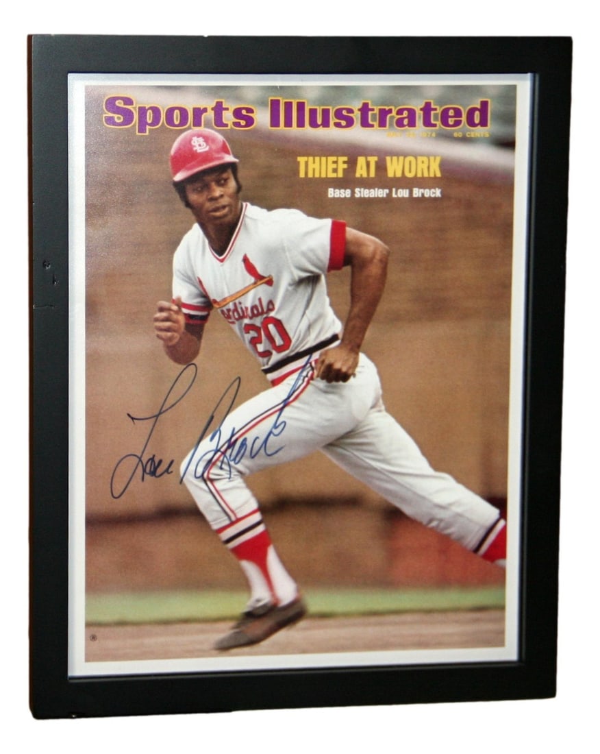 Lou Brock Signed 11x14 Framed Photo St. Louis Cardinals JSA Authenticated (1 of 4)