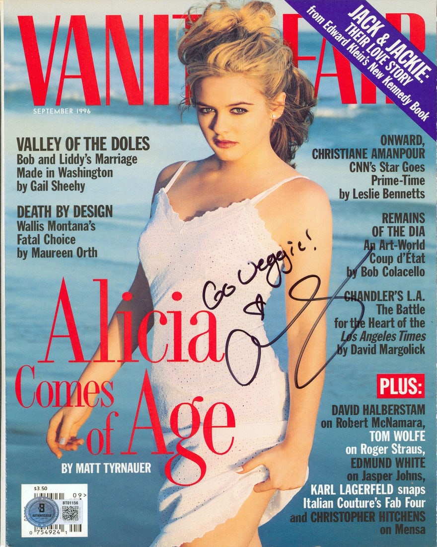 Alicia Silverstone Signed Vanity Fair Cover September 1996 BAS Authenticated: Alicia Silverstone Signed Vanity Fair Cover September 1996 BAS Authenticated This original September 1996 Vanity Fair magazine cover features the iconic Alicia Silverstone, who has personally signed i