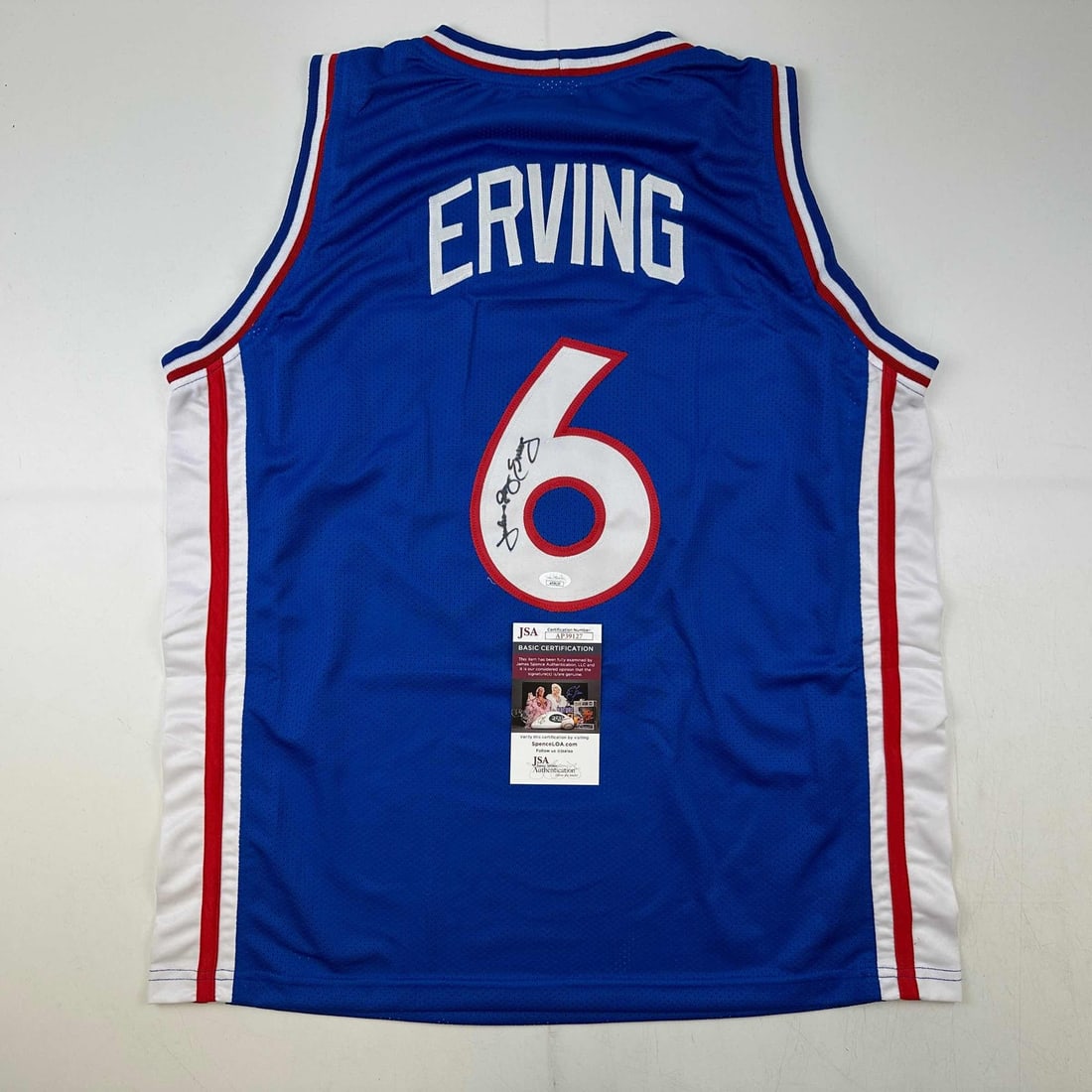 Julius Erving Autographed Philadelphia 76ers Blue Jersey with JSA COA (1 of 4)