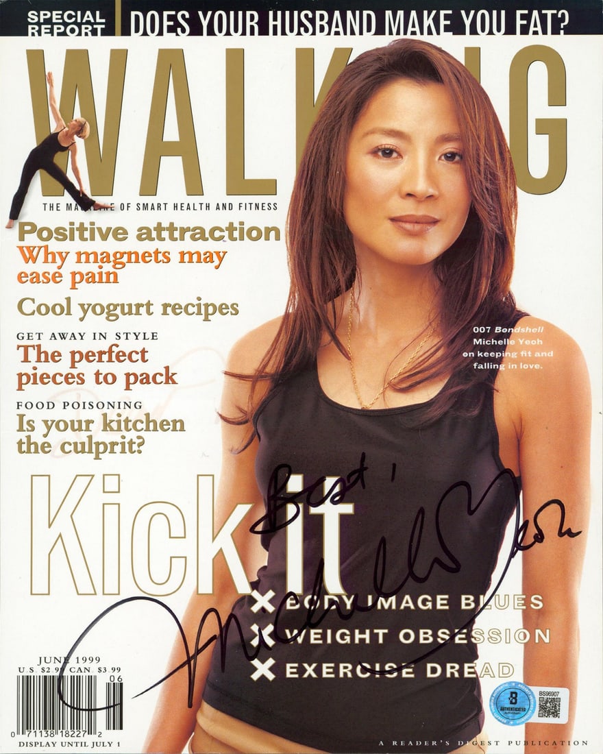 Michelle Yeoh Signed Walking Magazine Cover June 1999 BAS Authenticated (1 of 2)