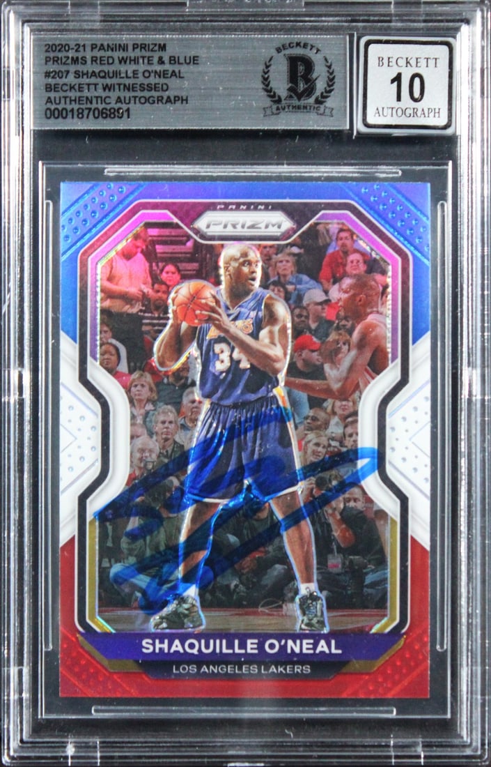 2020 Panini Prizm Red White Blue #207 Shaquille O'Neal BAS Slabbed Auto 10 (1 of 2)