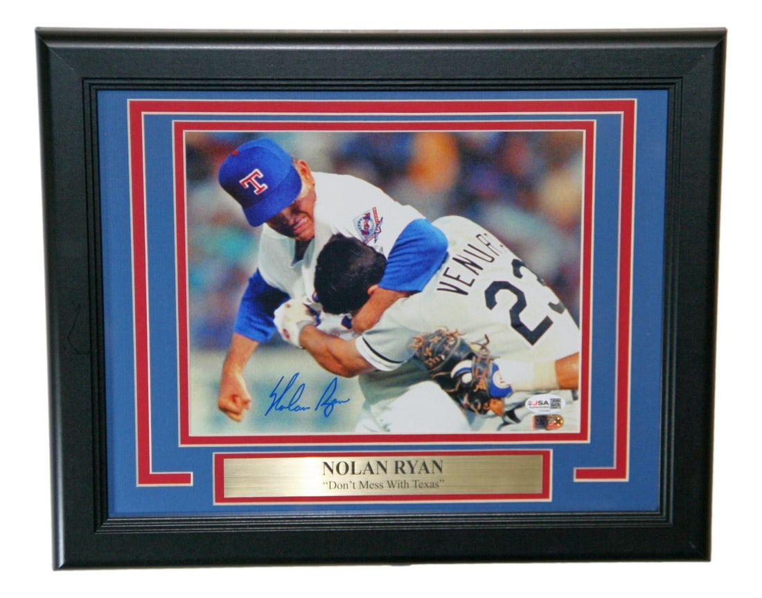 Nolan Ryan Autographed Framed 8x10 Fight Photo Texas Rangers JSA Certified (1 of 3)