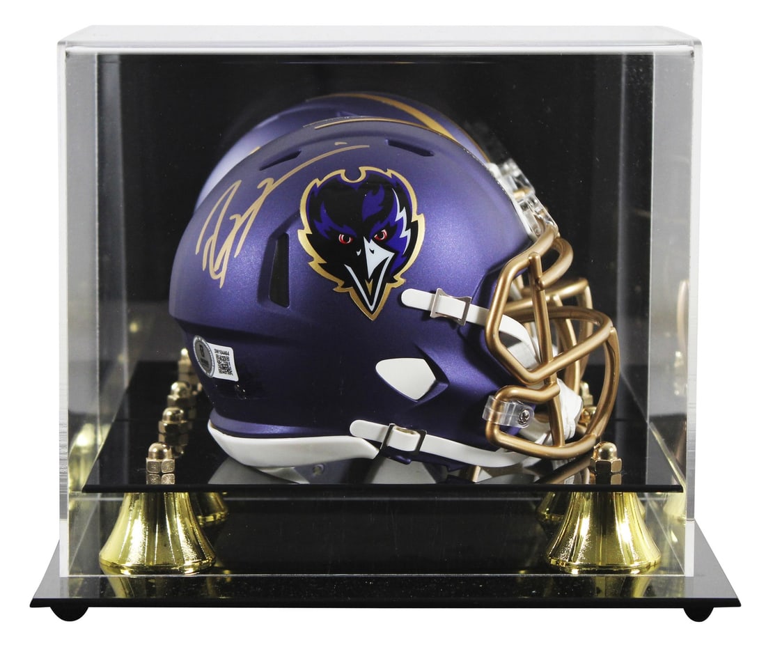 Ray Lewis Signed 2024 Ravens Mini Helmet with Gold Signature BAS Authenticated: Ray Lewis Signed 2024 Ravens Mini Helmet with Gold Signature BAS Authenticated Celebrate the legacy of Ray Lewis with this 2024 On-Field Alternate Speed Mini Helmet, personally signed by the legendary