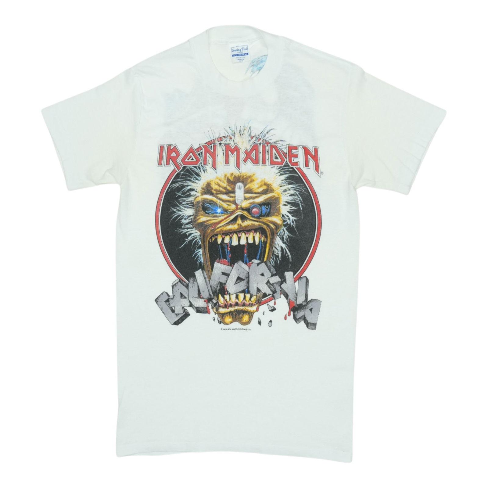 Vintage 1988 Iron Maiden California Tour Poly Cotton Band T Shirt Medium (1 of 8)