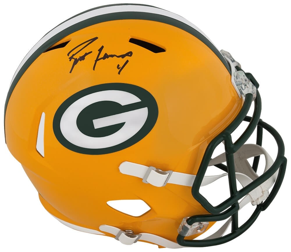 Brett Favre Signed Green Bay Packers Replica Helmet with Hologram (1 of 1)