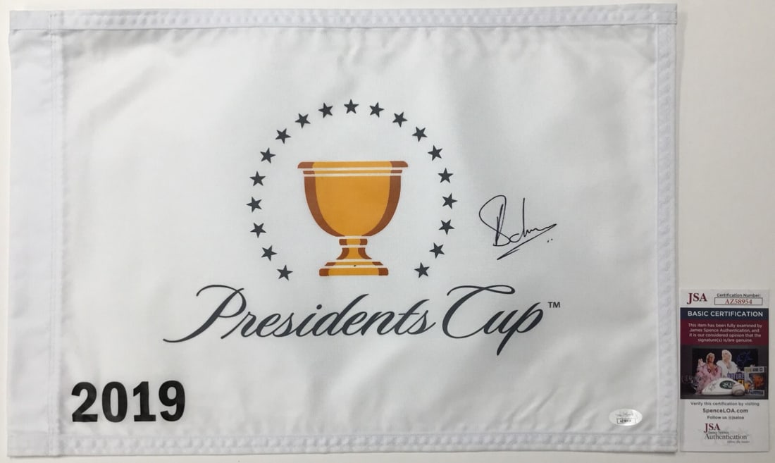 Adam Hadwin Signed 2019 President's Cup Pin Flag JSA Authenticated (1 of 4)