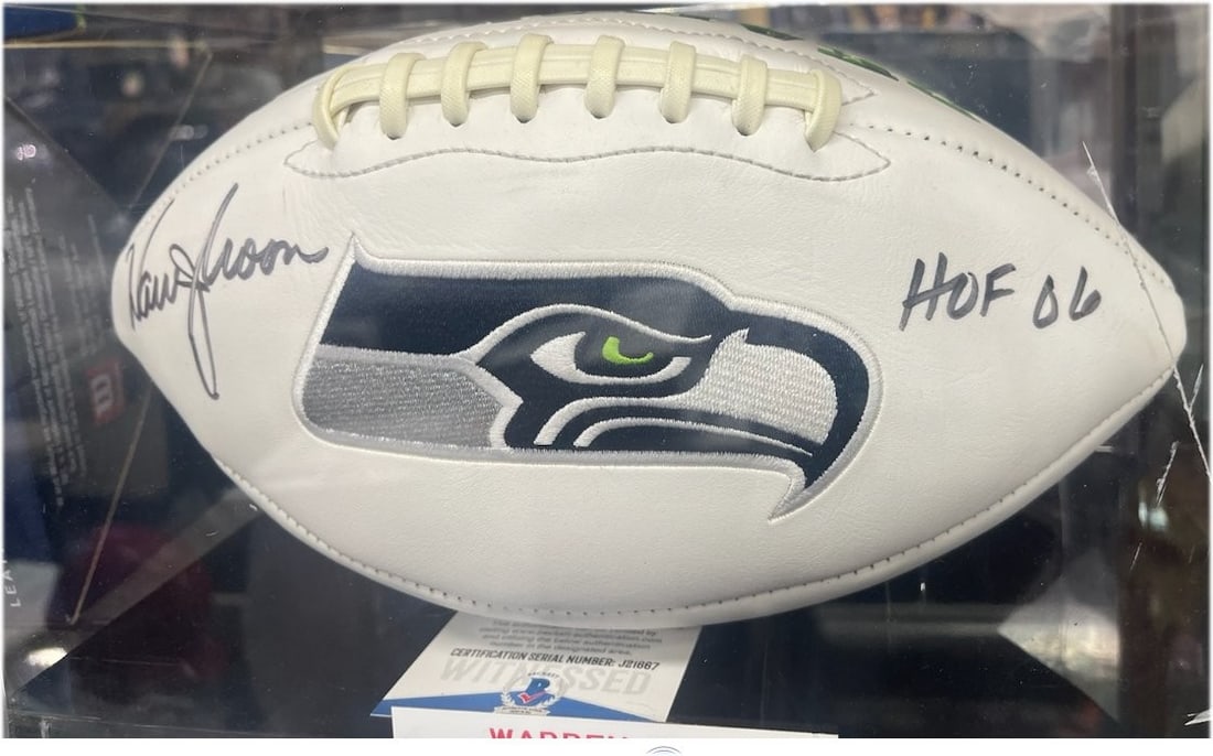 Warren Moon Signed Football HOF 06 Seattle Seahawks Beckett Authenticated (1 of 1)